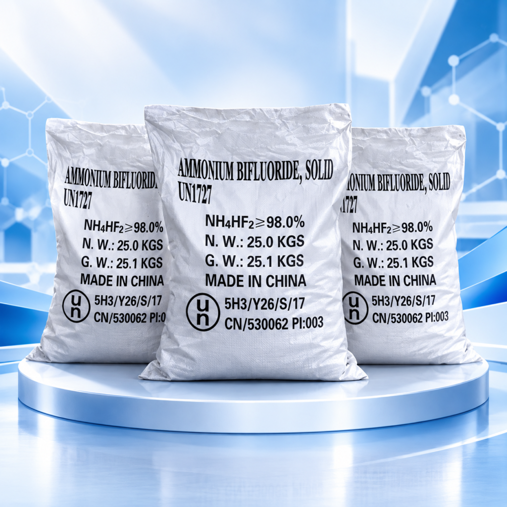 Ammonium Bifluoride NH4HF2 kemasan karung 25 kg dengan kadar 98 persen