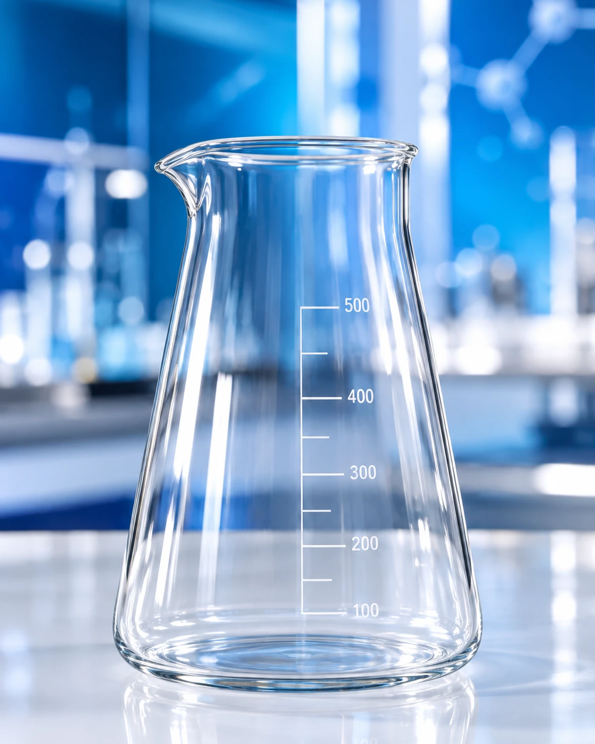 Beaker Conical Philips with Spout gelas laboratorium kaca transparan berbentuk kerucut dengan cerat penuangan