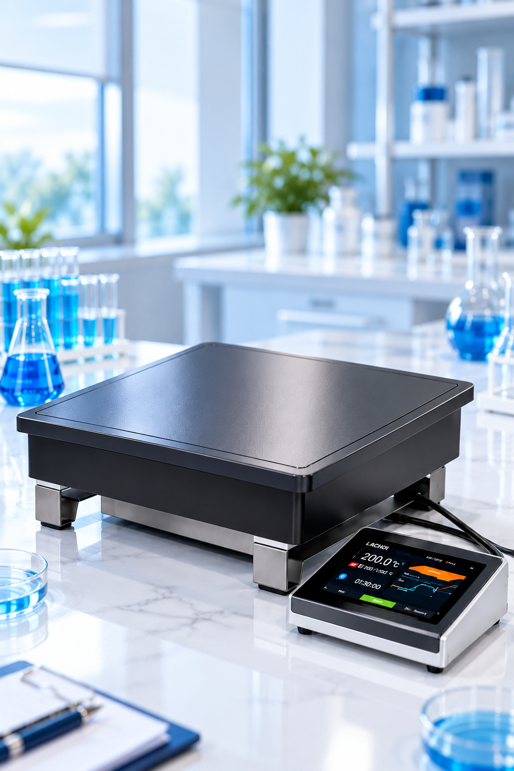 Digital Heating Plate LACHOI LCD Touchscreen 500°C untuk Laboratorium